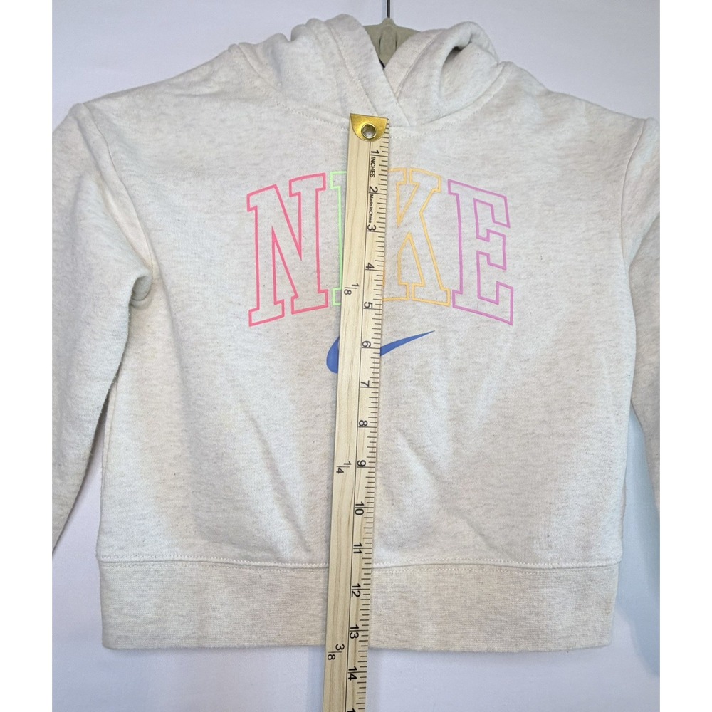 Nike Girls Gray Pullover Hoodie Size 6 Long Sleeve Graphic Print Logo - Picture 9 of 10